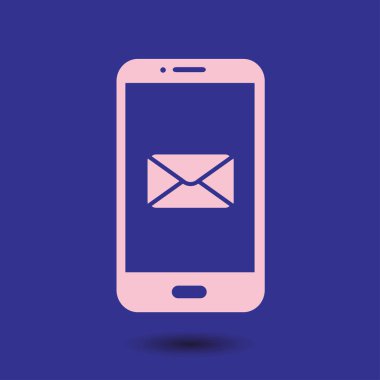 Akıllı telefon e- postası veya SMS simgesi. Mobil posta imzası simgesi.