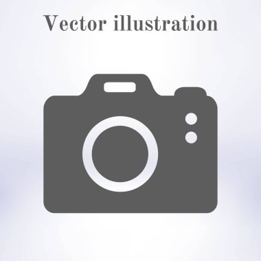 Fotoğraf makinesi simgesi. DSLR kamera simgesi. Dijital kamera. Düz tasarım biçimi. 