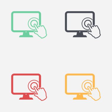 Ekran monitör simgeye dokunun. El işaretçi simgesi.