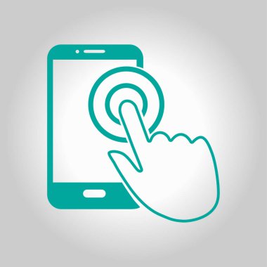 Dokunmatik ekran smartphone işareti simgesi. El işaretçi simgesi. Düz tasarım stili. Vektör Eps 10.
