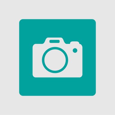 Fotoğraf makinesi simgesi. DSLR kamera simgesi. Dijital kamera. Düz tasarım biçimi. 