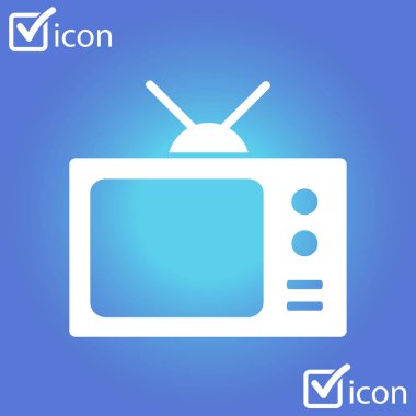 TV simgesi. Düz tasarım stili. Simge kitle iletişim araçları.  