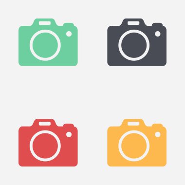 Fotoğraf makinesi simgesi. DSLR kamera simgesi. Dijital kamera. Düz tasarım biçimi. 