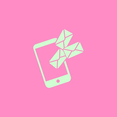 Akıllı telefon e- postası veya SMS simgesi. Mobil posta imzası simgesi.