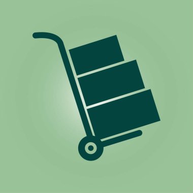 Kutuları simge kamyonla. El kamyon işareti erkek.