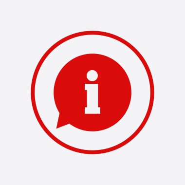 Bilgi işareti simgesi. Bilgi: konuşma balonu sembolü, vektör çizim 