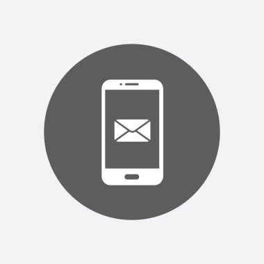 Akıllı telefon e- postası veya SMS simgesi. Mobil posta imzası simgesi.