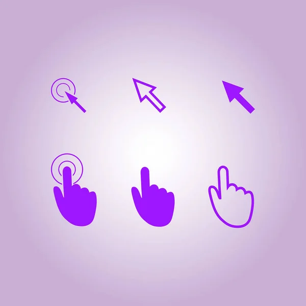 Iconos Puntero Cursor Ratón Mano Flecha Haga Clic Presionar Tocar — Vector de stock