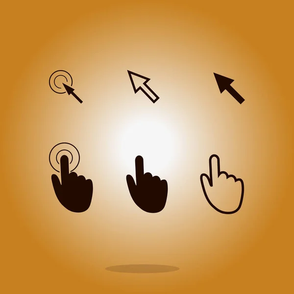 Iconos Puntero Cursor Ratón Mano Flecha Haga Clic Presionar Tocar — Vector de stock