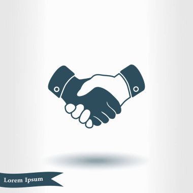 El sıkışma işareti simgesi. Başarılı iş sembolü. Düz tasarım stili.