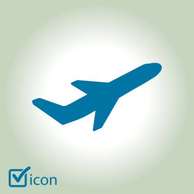 Uçak uçuş biletleri hava sinek seyahat kalkış siluet öğesi. Uçak sembolü. Seyahat etmek simge. Düz tasarım. EPS 10.