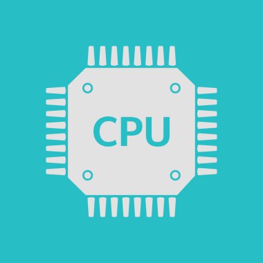 Devre kartı simgesi. Teknoloji düzeni kare simgesi. Düz tasarım stili.