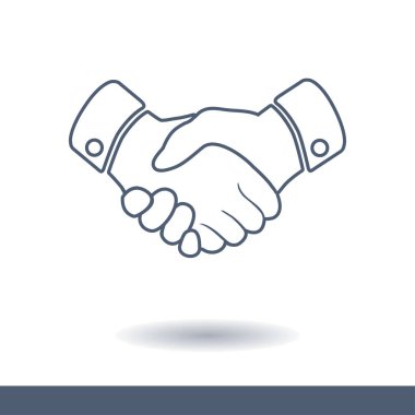 El sıkışma işareti simgesi. Başarılı iş sembolü. Düz tasarım stili.