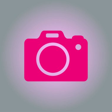 Fotoğraf makinesi simgesi. DSLR kamera simgesi. Dijital kamera. Düz tasarım biçimi. 