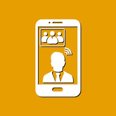 Online konferans akıllı telefon simgesi.