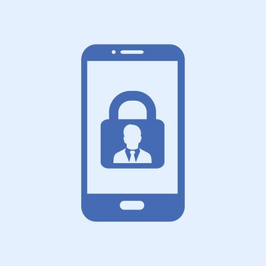 Internet güvenlik kavramı simgesi, kimlik ve koruma sembol telefon ekranında, vektör çizim 