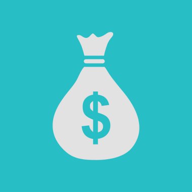 Para çantası ikonu. Dolar dolar para birimi sembolü. Düz tasarım tarzı. EPS 10.