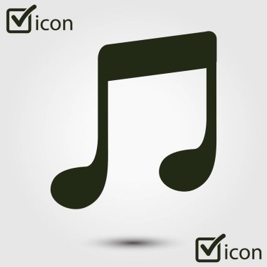 Müzik Not simgesi. Karakter dinleme şarkı. Düz tasarım stili.