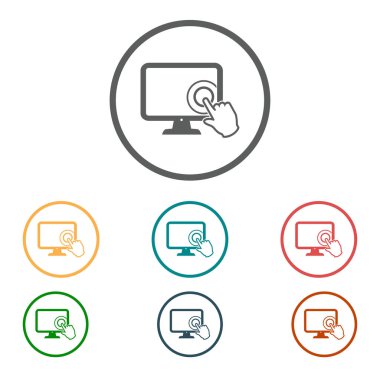 Ekran monitör simgeye dokunun. El işaretçi simgesi.