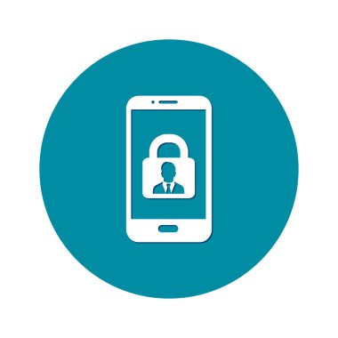 Internet güvenlik kavramı simgesi, kimlik ve koruma sembol telefon ekranında, vektör çizim 