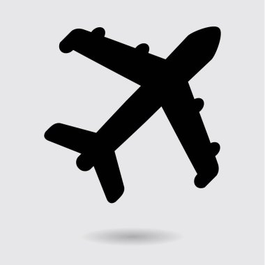 Uçak uçuş biletleri hava sinek seyahat kalkış siluet öğesi. Uçak sembolü. Seyahat etmek simge. Düz tasarım. 