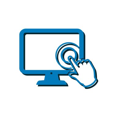 Ekran monitör simgeye dokunun. El işaretçi simgesi.