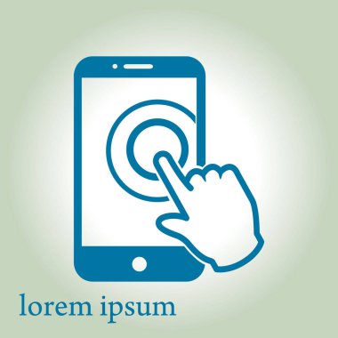 Dokunmatik ekran smartphone işareti simgesi. El işaretçi simgesi. Düz tasarım stili. Vektör Eps 10.