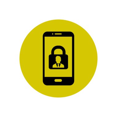 Internet güvenlik kavramı simgesi, kimlik ve koruma sembol telefon ekranında, vektör çizim 