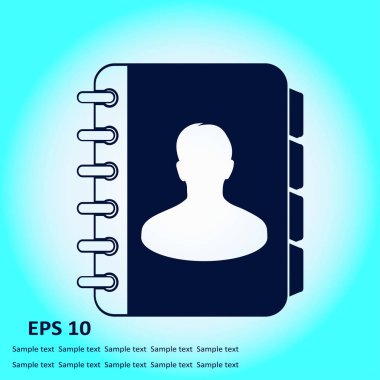 Adres Defteri simgesini. Düz tasarım stili. Eps10.