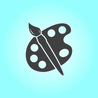 Boya fırça paleti simgesi ile. Düz tasarım stili.