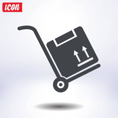 Kutuları simge kamyonla. El kamyon işareti erkek.