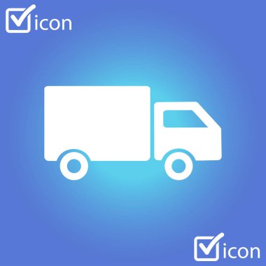 Teslimat kamyonu işareti simgesi. Kargo van sembolü. Sevk irsaliyelerini ve ücretsiz teslim. Düz stil. Vektör.