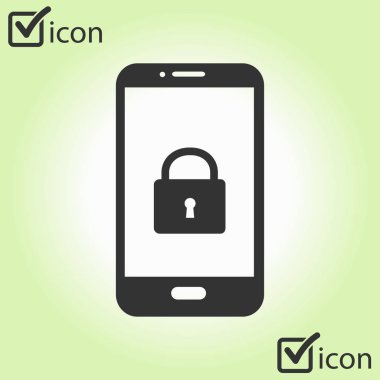 Internet güvenlik kavramı simgesi, kimlik ve koruma sembol telefon ekranında, vektör çizim 