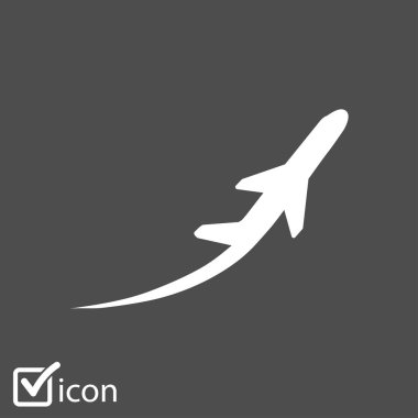 Uçak uçuş biletleri hava sinek seyahat kalkış siluet öğesi. Uçak sembolü. Seyahat etmek simge. Düz tasarım. EPS 10.