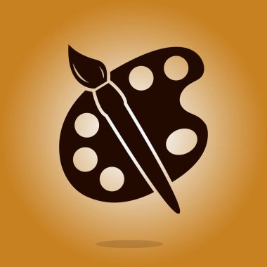 Boya fırça paleti simgesi ile. Düz tasarım stili.