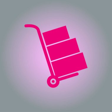 Kutuları simge kamyonla. El kamyon işareti erkek.