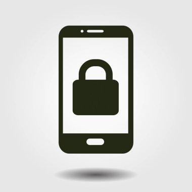 Internet güvenlik kavramı simgesi, kimlik ve koruma sembol telefon ekranında, vektör çizim 