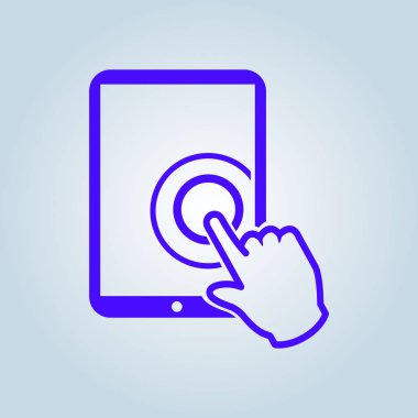 Değmek perde tablet Pc işareti simgesi. El işaretçi simgesi. 