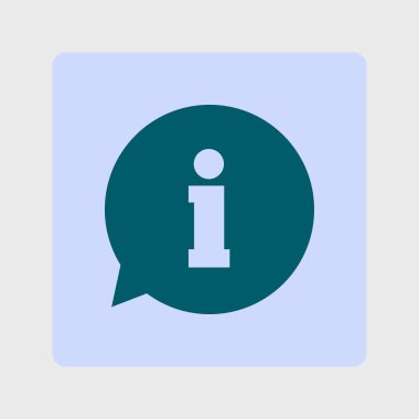 Bilgi işareti simgesi. Bilgi: konuşma balonu sembolü. Düz tasarım.