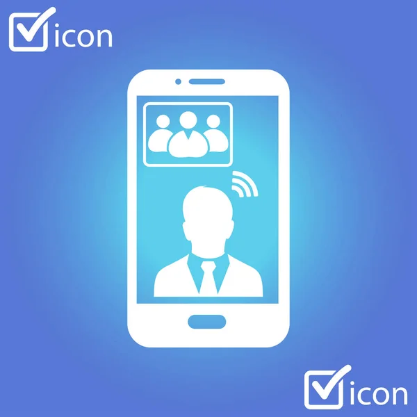 Ícone Telefone Inteligente Conferência Line Voz Videoconferência Smartphones Tablets — Vetor de Stock