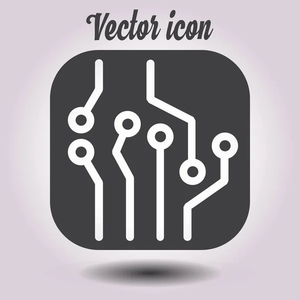 Icono Placa Circuito Esquema Tecnología Símbolo Cuadrado Estilo Diseño Plano — Vector de stock