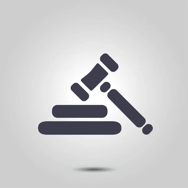 Auction Hammer Symbol Law Judge Gavel Icon Flat Design Style — Stock Vector