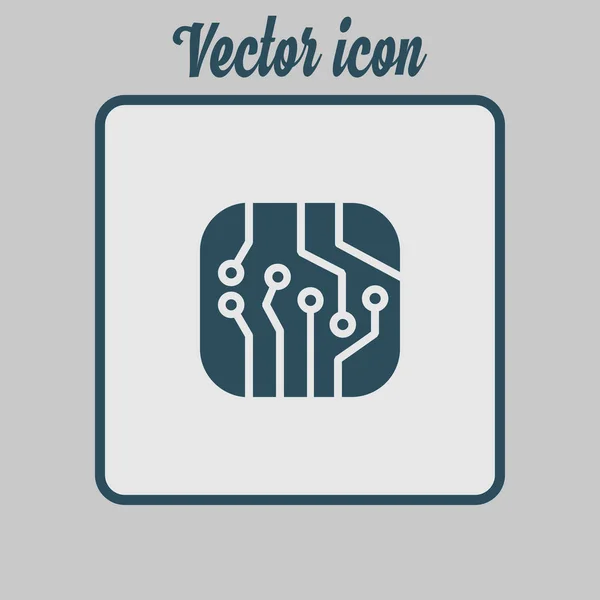 Icono Placa Circuito Esquema Tecnología Símbolo Cuadrado Estilo Diseño Plano — Vector de stock