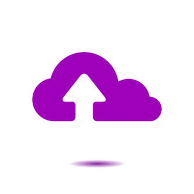 Bulut simgesinden yükleyin. Düğme yükleyin. Düz tasarım stili.