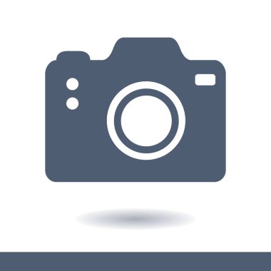 Fotoğraf makinesi simgesi. DSLR kamera simgesi. Dijital kamera. Düz tasarım biçimi. 