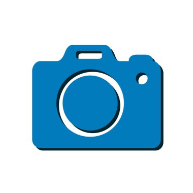 Fotoğraf makinesi simgesi. DSLR kamera simgesi. Dijital kamera. Düz tasarım biçimi. 