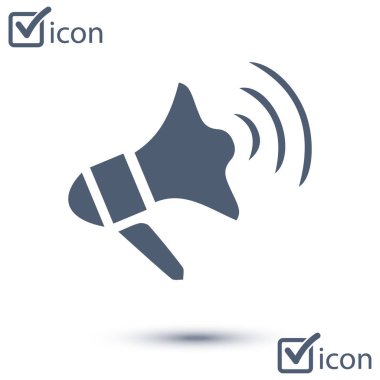 Yakında simge megafon. Hoparlör simgesi. Haberler ve acil reklamlar.