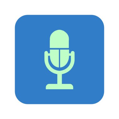 Mikrofon simgesi. Sözcü sembolü. Canlı müzik işareti. Düz tasarım tarzı. Vektör EPS 10.