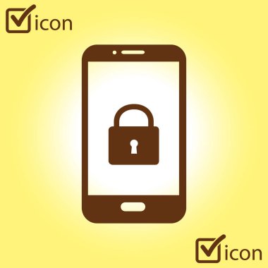 Internet güvenlik kavramı simgesi, kimlik ve koruma sembol telefon ekranında, vektör çizim 