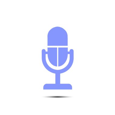 Mikrofon simgesi. Sözcü sembolü. Canlı müzik işareti. Düz tasarım tarzı. Vektör EPS 10.